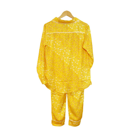 Revolve Plush Pajamas Women's Yellow Revolve Floral Pajama & Eye Mask Set Size M - Picture 9 of 13